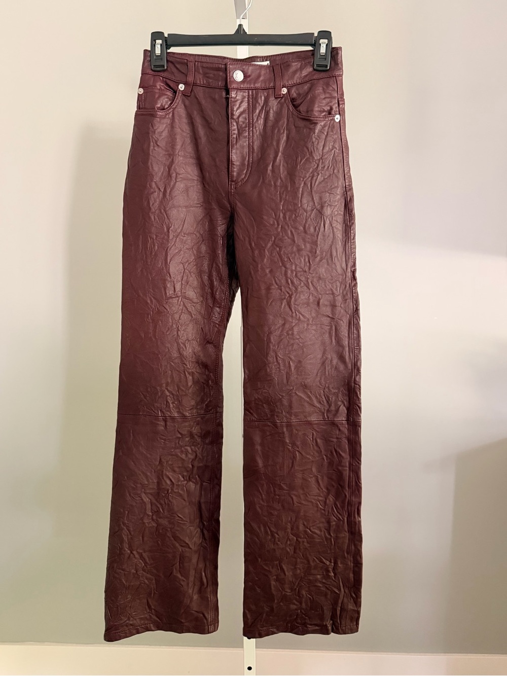 ZADIG & VOLTAIRE Gorgeous High-Rise Wide Leg 100% Leather Pants Sz 25 NWT $798!!